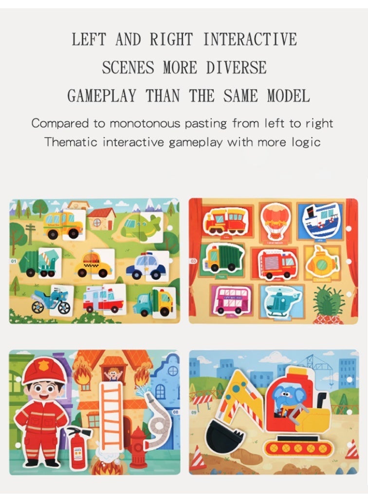Norello Transportation Busy Book for Toddlers 3+, Educational Toy with Reusable Velcro Stickers, Traffic & Vehicles Learning Activity Book, 10 Interactive Pages - Image 5